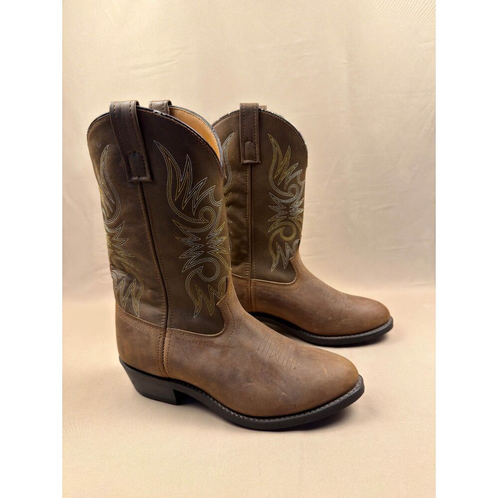 Laredo 4242 Men's Paris Western Cowboy Work Boots Brown Leather Size 9.5 EW Wide